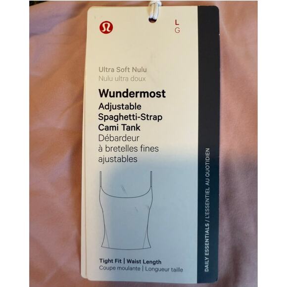 Lululemon Wundermost Spaghetti Strap Cami Tank Top | Pink Mist | Size Large NWT - Picture 5 of 7